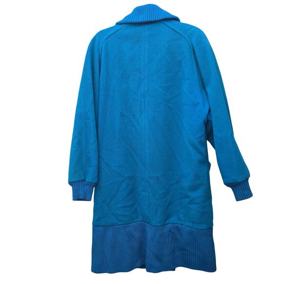 VTG CAPRI Coat Womens Size 6 Teal Blue 100% Wool Knit Retro Midi Winter 70s 80s - Picture 2 of 8